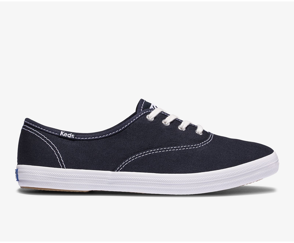 Keds Womens Sneakers Navy - Champion Organic Cotton Canvas - 163UPKZBL